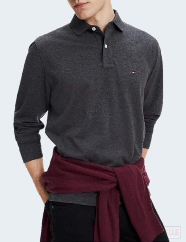 Polo à manches longues Tommy Hilfiger gris foncé S 2