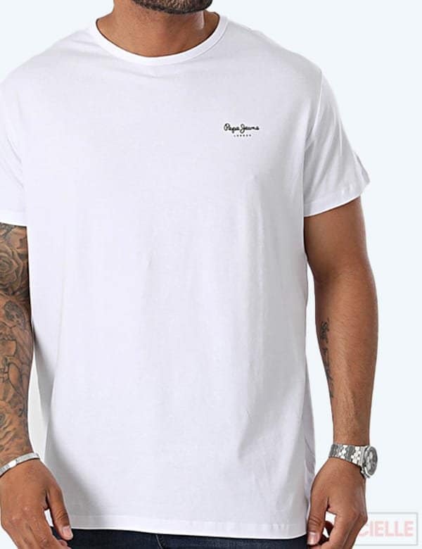 pepe-jeans-t-shirt-coton-stretch-basic-homme-blanc