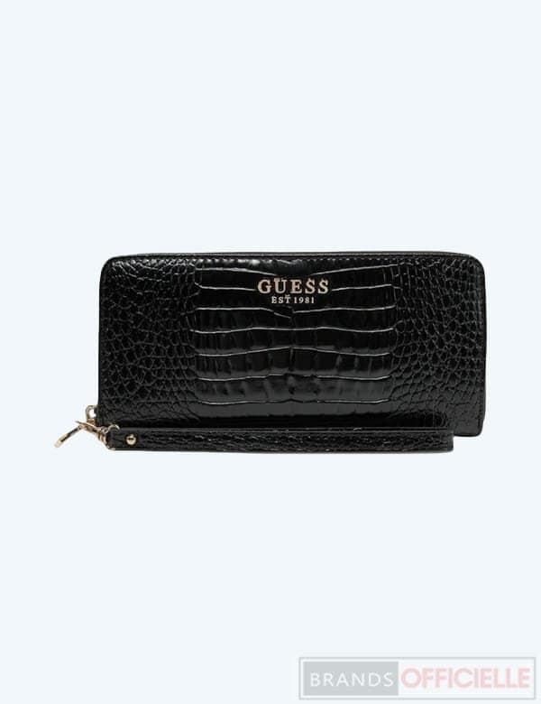 guess-portefeuille-femme-noir-laurel-imprime-croco
