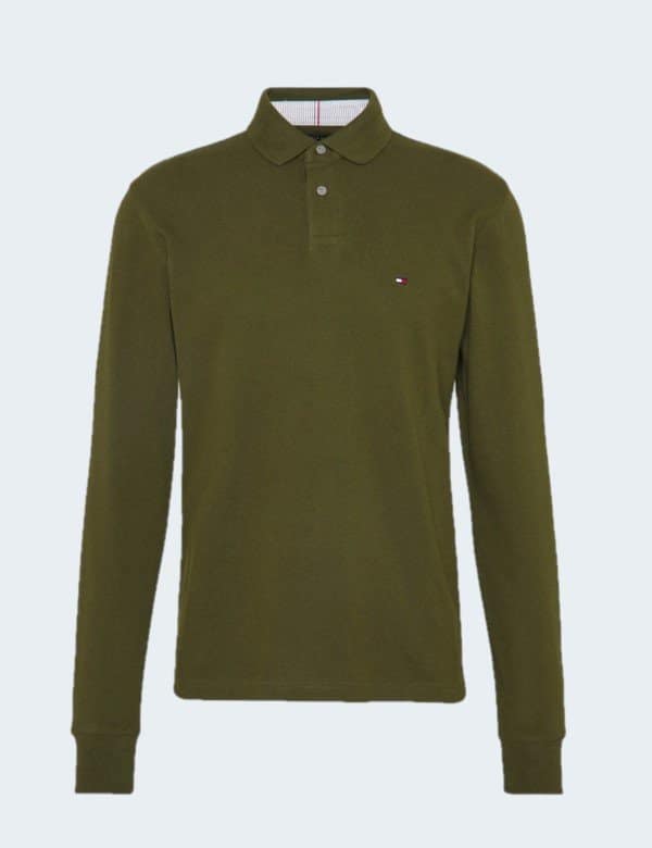 tommy-hilfiger-polo-homme-vert-manches-longues