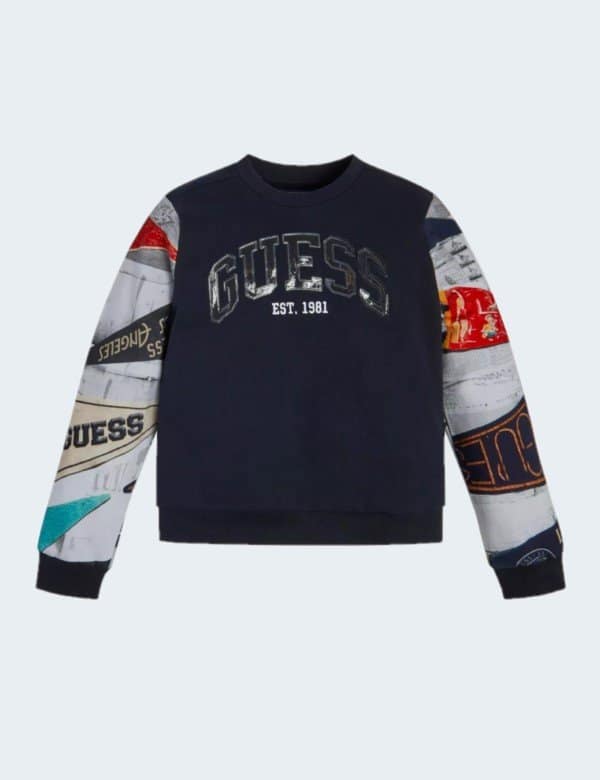 Guess - Pull en coton Guess Jeans Garçon Bleu