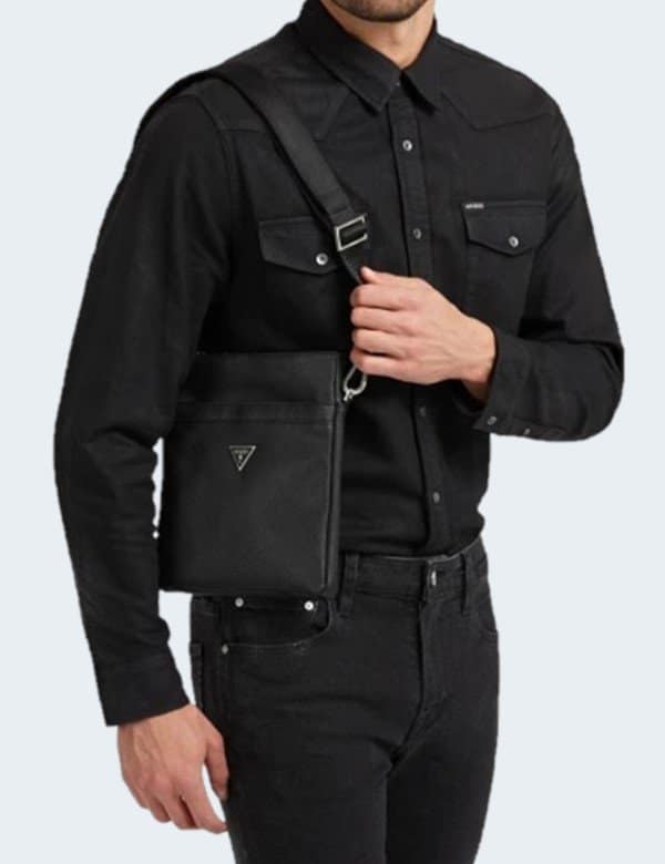 Sacoche GUESS en cuir Homme Noir 4