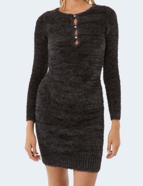 GUESS - Robe moulante fourrure noire GUESS Femme