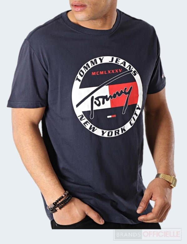 T-Shirt Tommy Hilfiger Homme Bleu Marine S M 1 t-shirt-tommy-hilfiger-homme-bleu-marine